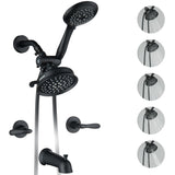 DOUBLUOEG 2 Handle Shower Faucet Set with Tub Spout Shower Faucets Sets Complete Two Handle, Matte Black 2 Handle Tub Shower Faucet Sets
