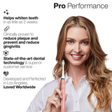 Aquasonic Vibe Series PRO – Ultra-Whitening Electric Toothbrush – 5 Modes & Smart Timers – UV Sanitizing Base – ADA Accepted (Satin Rose Gold)
