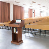 Floor Standing Podium Speaking Lectern Stand, Portable Podium Stand with Storage, Wooden Podium Pulpit for Churches