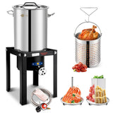 ARC Stainless Steel Stock pot with Propane Burner, Seafood Boil Pot with Basket and Steamer, Cookware for Crawfish Crab Shrimp Lobster Boiling Pot, Turkey Fryer Pot (SS Pot with Alloy Steel Burner)
