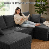 NABUMI 142'' Modular Sectional Sofa, Deep Seat Boneless Couch with Storage
