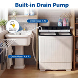 Giantex Portable Washing Machine, 26LBS Twin Tub Mini Compact Laundry Washer Spinner Combo with Drain Pump, 18Lbs Washer and 8Lbs Spinner for Apartments, RVs, Dorms, Black+White