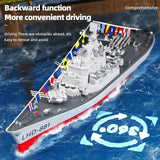 Ssccgym 23.6" Inch Remote Controlled Warship Battleship 10km/h 4WD 2.4G RC Controlled Ship 1:390 Scale On Water Lakes Pools Exhibits Models for 14Y+