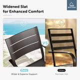MFSTUDIO 9 Pcs Outdoor Dining Set, 83" Rectangle Metal Table, Black