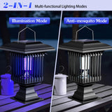 Qualirey 2 Pcs Solar Bug Zapper Outdoor with Stake Waterproof Mosquito Killer Lamp Lantern with White and UV Light Portable Cordless Mosquito Insect Zapper for Patio, Backyard, Garden, Camping