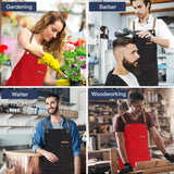 Genixart Chef Apron for Men Women with Pockets, Canvas Aprons for Kitchen Cooking, Artist Painting, Work Apron for Server (Black, 6 Pack)