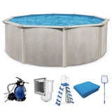 Aquarian Phoenix Round Above Ground Swimming Pool Kit, 18' x 52" - Includes Ladder, Sand Filter Pump, Thru-Wall Skimmer, Liner & Leaf Net, Steel Frame w/Galvanized Walls, Outdoor or Backyard Setup