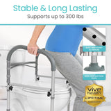 Vive Toilet Safety Rail - Medical Chair for Handicapped & Seniors - Folding Bathroom Frame w/Handles, Arms for Elderly, Disabled - Standalone Grab Bar - Seat Assistance Support Stand Up Assist