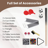 GYMAX 3 in 1 Multi Game Table, Swivel Combo Game Table with Foosball, Billiards & Table Tennis, Rod Storage Rack, Space-Saving Design for Family Night, Home, Game Room, Office