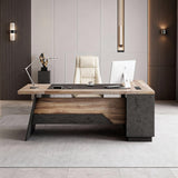 78.74 Inch L Shaped Office Desk with Drawers & Built-in Power Access, Large Executive Workstation with Storage Cabinet