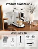 topzee Espresso Machine 20 Bar, Compact Coffee Maker with Milk Frother & Cold Brew Function, 52oz Removable Water Tank, Stainless Steel Cappuccino, Latte Maker, Silver