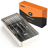 MAD SHARK 2-in-1 Detachable Knife Block & Silverware Organizer, Drawer Knife Holder for 10 Knives, BPA-Free, Blade-Safe Slots, No Knives