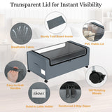 Webetop 12 inch Under the Bed Storage Bins with Clear Lid, Under Bed Storage Containers with Wheels for Underneath Small Spaces Dorms, Blankets (2 Pack, Grey, 30.7"x17.3"x12")