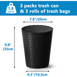 Lysam Bathroom Trash Can 8 Pack, 1.8 Gallon Small Trash Can with Trash Bags