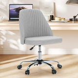 Sweetcrispy Armless Vanity Chair, Cute Comfy Home Office Desk Chair with Wheels