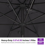 PURPLE LEAF Market Umbrella 11' x 11' Hotel Resort Semi Auto Lift, Grey