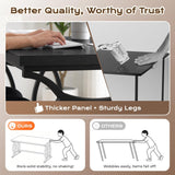 HSH Home Office Computer Desk, Black Modern Wood Metal Writing Desk 47 Inch