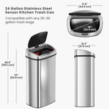 iTouchless 24 Gallon Large Sensor Trash Can with AC Adapter | Odor Filter