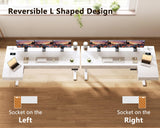 OffiGo 63 Inch L Shaped Standing Desk with 4 Wooden Drawers, White