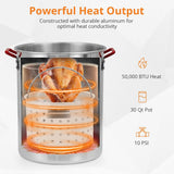 Aprafie 30Qt Turkey Deep Fryer &10Qt Fish Fryer Kit Aluminum Seafood Crawfish Boiler Pot，38000 BTU Outdoor Propane Stove Burner Stand for 20 Lb Turkey