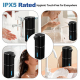 Automatic Liquid Soap Dispenser, 9 Adjustable Levels, 380ml/12.8oz, Auto Touchless Hand Soap or Dish Soap Dispenser,USB Rechargeable Dispenser, Black