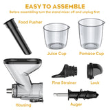 Masticating Juicer Attachment for KitchenAid Stand Mixer, Masticating Juicer, Slow Juicer Attachment for Kitchen Aid with Dual Feed Chute and Push Rod