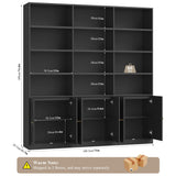 FACBOTALL 75" Tall Bookshelf, Black Bookshelf and Bookcase with 6 Doors