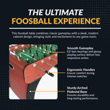 Hathaway Metropolitan 54 inch Foosball Table Adult Size for Family Game Rooms - With Smooth Playfield, Dual Abacus Scoring, Weighted Players, Sturdy Leg Levelers & 2 Foosballs - Cherry Finish