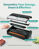 Zachvo 90kPa 10-in-1 Vacuum Sealer for Food, Double Heat Seal for for Bulk Meat Portioning, Dry & Moist Modes, Built-in Cutter and Bag Storage, Starter Kit with Bag Rolls and Hose, Black