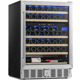 Antarctic Star 24 Inch Wine Fridge, 52 Bottle Wine Cooler Refrigerator. 39-64°F Dual Zone Wine Refrigerator Glass Door