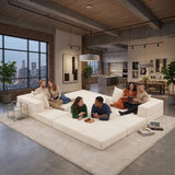 96" Boneless Couch for Living Room,Oversized Modular Sectional Sofa Bed,Modern Folding Cloud Couch with L-Shape Chaise,Convertible Sleeper Sofa,Corduroy Futon for Small Spaces Apartment,No Assembly