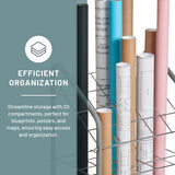 Safco Tubular Steel Wire Roll File Cart, Document and Blueprint Holder, 20 Compartment, Rolling Organizer Cart for Architectural Drawings