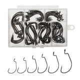 Afmivs Worm Hooks for Bass Fishing Hooks, 110pcs Bass Hooks Fishing, 6 Sizes Fishing Hooks Freshwater, Eagle Claw Hooks #1 1/0 2/0 3/0 4/0 5/0 Black High Carbon Steel with Portable Plastic Box