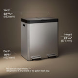 Kohler K-23828-ST 82-Liter Stainless Steel Dual-Bin Step Trash Can, Fingerprint Resistant, Soft-Close Lid, Kitchen or Office
