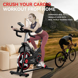 Exercise Bike, pooboo Stationary Bike for Home Gym, Magnetic Resistance Indoor Cycling Bike w/Comfortable Seat Cushion & Tablet Mount, Silent Belt Drive Indoor Bike for Cardio Workout pooboo