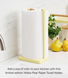 Yamazaki Home Tosca One-Handed Tear Paper Towel Holder - Kitchen Storage Rack - Steel + Wood