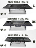 Charmline 20x14 inches Big Desktop Charcoal Grill, Liftable Grilling Net, Foldable Portable Grill for Indoor and Outdoor, BBQ Grill for Camping, Gardens, Picnics, Beach Parties, Black