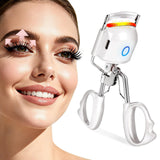Heated Eyelash Curler Electric Eyelash Curlers 8s Fast Heating Lash Curler Safe Anti-Burn Lash Curler Intelligent Temp Control rizador de pestañas for 24H Long Lasting Curls (White)