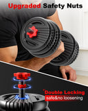 UNNMIIY Adjustable Dumbbells, 20/30/45/70/90lbs Free Weight Set with Connector, 5 in1 Dumbbells Set Used as Barbell, Kettlebells, Push up Stand, Fitness Exercises for Home Gym