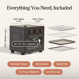 Our Place Wonder Oven | 6-in-1 Stainless Steel Air Fryer Toaster Oven Combo with Basket, Rack, Pan & Tray | Compact 13 QT Countertop Capacity - Toast, Roast, Bake, Reheat, Broil & Steam | Char