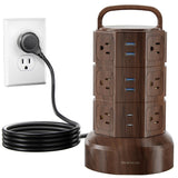 JACKYLED Power Strip Tower Surge Protector, 12 AC 6 USB (2 USB C), 1050J