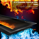 LEMBERI 72 inch Ultra-Thin Electric Fireplace, Recessed and Wall Mounted Slim Linear Fireplace for 2x4 & 2x6 Studs, 750W/1500W Ultra-Quiet Indoor Heater with Remote, Flame Colors & Timer, Black