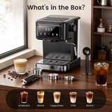 Espresso Machine 15 Bar Compact Electric Coffee Maker with Milk Frother for Latte & Cappuccino, Expresso Coffee Machines, Removable Water Tank, Ideal for Home and Office Use - Cafetera Espresso