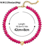 AGHTLZX Pink Beaded Necklaces for Women, Chunky Statement Necklaces