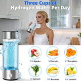 Hydrogen Water Bottle Generator 3 in 1, Hydrogen Water Mark Up to 4000PPB, SPE/PEM Tech-3 Min Hydrogen Rich for Drinking and Inhalation, Auto Clean, Portable for Home Gym Office Travel (16OZ,Sliver)