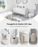 IMAVO Bathroom Accessories Set,Beige Bathroom Set,9 Pieces Bathroom Accessory Set,Tray,Qtip Holders,Toilet Brush,Trash Can for Bathroom Décor and Home Gifts