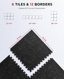 HAPBEAR 0.56'' Thick 6 Pcs 24 Sq Ft Exercise Equipment Mats - High-Density Rubber Top EVA Foam Interlocking Mats, 24x24in Tiles, Heavy-Duty Treadmill Mat for Hardwood Floors, Home Gym Mat