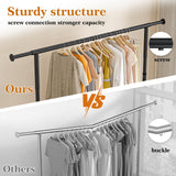 Wiracks Heavy Duty Clothes Rack for Hanging Clothes 350lbs Clothing Rack 3" industrial Wheels 51 to 71" W x 16.53" D x 65" to 71" H Adjustable Rolling Clothes Rack Coat Rack Garment Rack Black