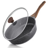 Nonstick Deep Frying Pan Skillet, 10/11/12-inch Saute Pan with Lid, Stay-cool Handle (10-Inch) SENSARTE