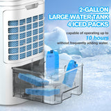 24" Windowless Portable Air Conditioner, 15H Timer & 120°Oscillation, 3-IN-1 Portable AC Unit with Remote, 2-Gal Tank, 3 Modes & 3 Speeds, Ultra-Quiet Ventless Swamp Cooler for Home Office, Snow